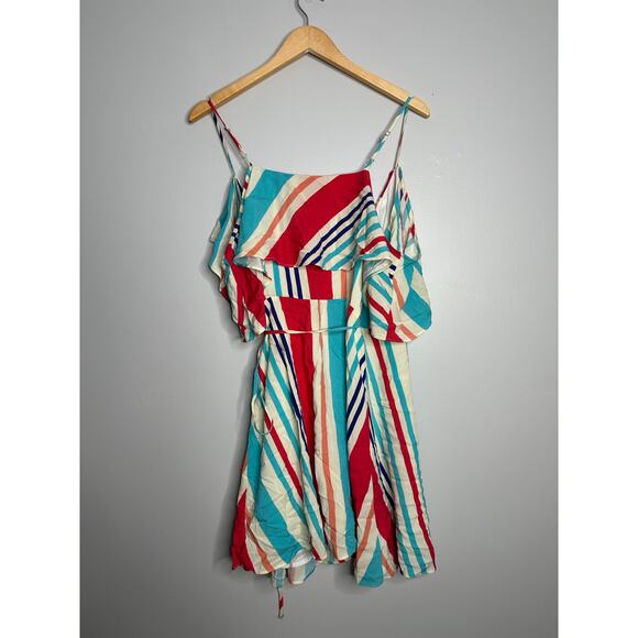 Lulu’s Women’s‎ Caliente Multi Striped Off-the-Shoulder Wrap Dress Size M NWT - Picture 10 of 10